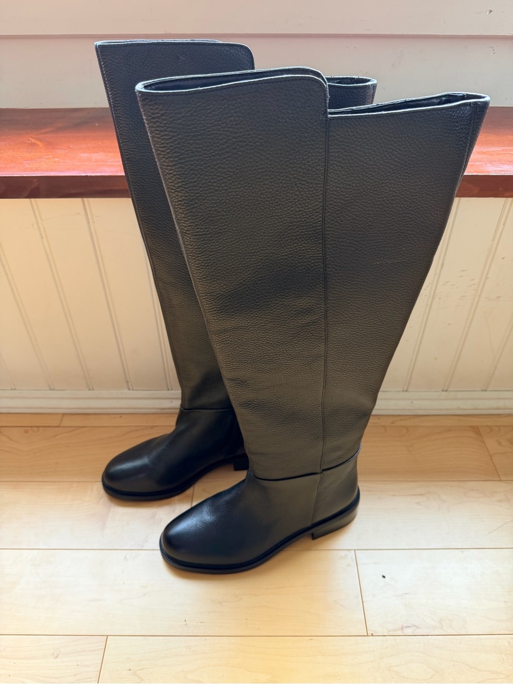 Vince Camuto Amiyah Black Leather Riding Boots Extra Wide Calf 9W XC